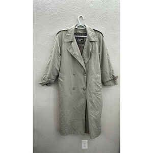 London Fog Womens Long Trench Coat Size 12 Petite Double-Breast Thinsulate Lined